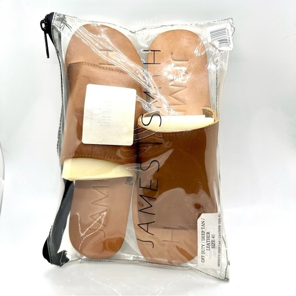 off Duty Deep Tan Leather Slip on Sandals - Picture 6 of 13